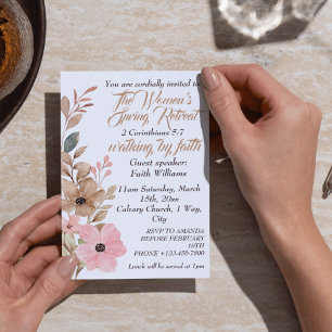 Frauen-Frühlings-Rückzug Rosa Floral Boho Christli Einladung