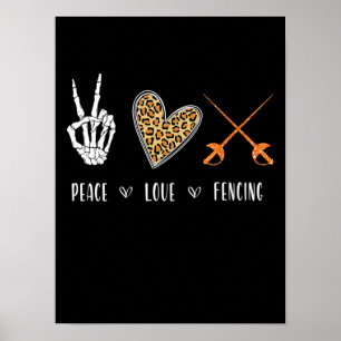 Frauen Funny Peace Liebe Fencing Apparel Gift for Poster