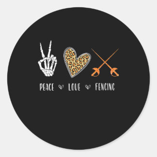 Frauen Funny Peace Liebe Fencing Apparel Gift for Runder Aufkleber