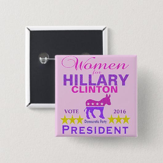 Frauen für Hillary Clinton-Präsidenten Think Pink Button (Vorne & Hinten)