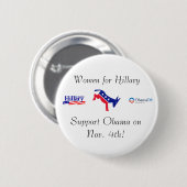 Frauen für Hillary, Unterstützung Obama Button (Vorne & Hinten)