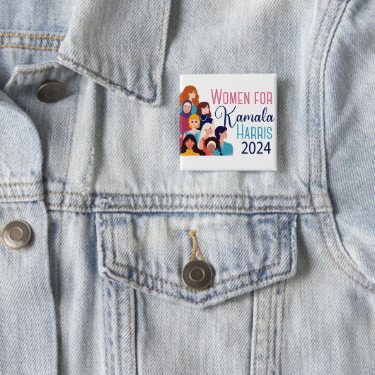 Frauen für Kamala Harris 2024-Wahlkampftopf Button (Beispiel)