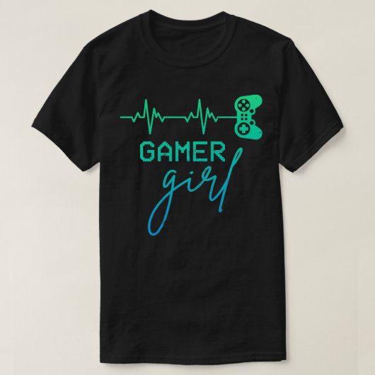 Frauen Gamer Niedlich Gamer Girl Heartbeat Girly V T-Shirt (Design vorne)