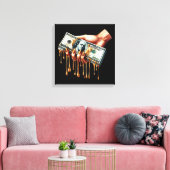 Frauen geben 100-Dollar-Schein liquides Gold tropf Leinwanddruck (Insitu (Wohnzimmer))