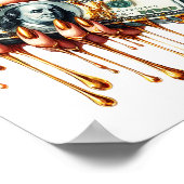 Frauen geben 100-Dollar-Schein liquides Gold tropf Poster (Ecke)