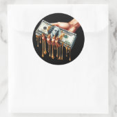 Frauen geben 100-Dollar-Schein liquides Gold tropf Runder Aufkleber (Tasche)