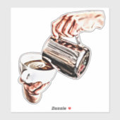 Frauen geben Kaffeemaschine, digitale Kunstmalerei Aufkleber (Blatt)