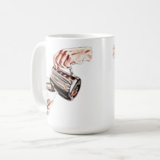 Frauen geben Kaffeemaschine, digitale Kunstmalerei Kaffeetasse (Vorderseite Links)