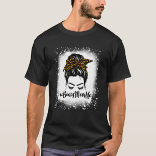 Frauen geblasen Bonus Mama Leopard Messy Bun W T-Shirt