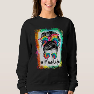 Frauen gebleicht Mama Leben Messy Bun Haare Sonnen Sweatshirt
