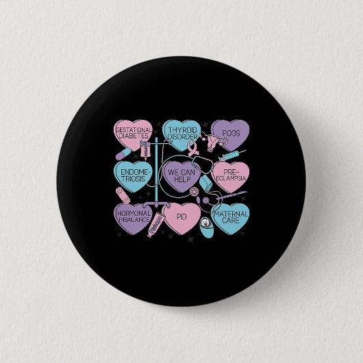 Frauen Geburtshilfe Valentinstag Krankenschwester Button (Vorderseite)
