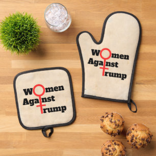 Frauen gegen Trump Oven Mitt & Pot Holder Ofenhandschuh & Topflappen-Set