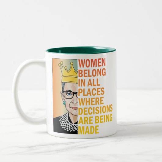 Frauen gehören an allen Orten, an denen Entscheidu Zweifarbige Tasse (Links)