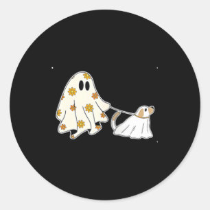 Frauen Geist Hund Hunde Liebhaber Halloween V-Auss Runder Aufkleber