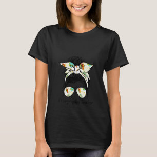 Frauen Geografie Lehrerin Messy Bun Life Hair Glas T-Shirt