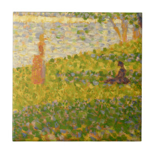 Frauen Georges Pierre Seurat auf dem Flussufer, Fliese