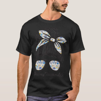 Frauen Geschichte Lehrer Messy Bun Life Hair Brill T-Shirt