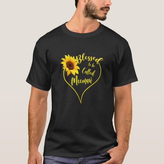Frauen gesegnet, als Meemaw Sonnenblumenmeema beze T-Shirt (Vorderseite)