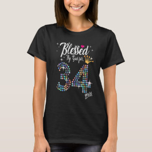 Frauen, gesegnet von Gott für 34 Jahre 34. Geburts T-Shirt