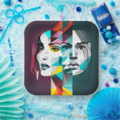 Frauen Gesicht Pappteller (Party)