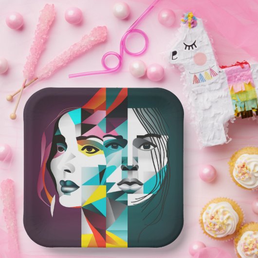 Frauen Gesicht Pappteller (Party)