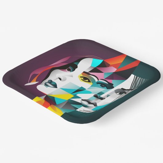 Frauen Gesicht Pappteller (Gewinkelt)