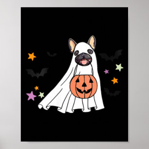 Frauen Gespenst Schwarz Französische Bulldogge Boo Poster