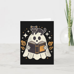 Frauen Ghost Reading Buch Halloween Bibliothek Sch Karte