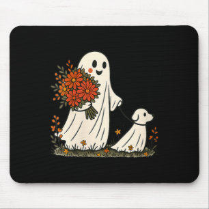 Frauen Ghost Walking Dog Gruselig Lustig Halloween Mousepad