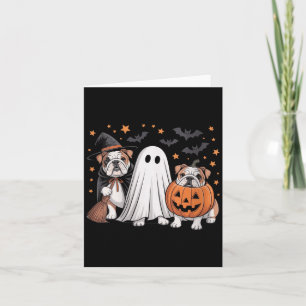 Frauen Ghost Witch Kürbis English Bulldog Hund Karte