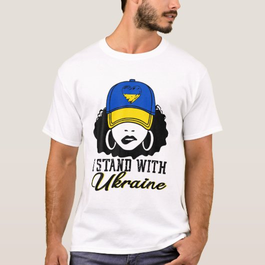Frauen Girl Ukraine Ich stehe mit Ukraine zur Unte T-Shirt (Vorderseite)