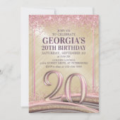 Frauen Glam 20. Geburtstag Einladung (Vorderseite)