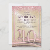 Frauen Glam 40. Geburtstag Einladung (Vorderseite)