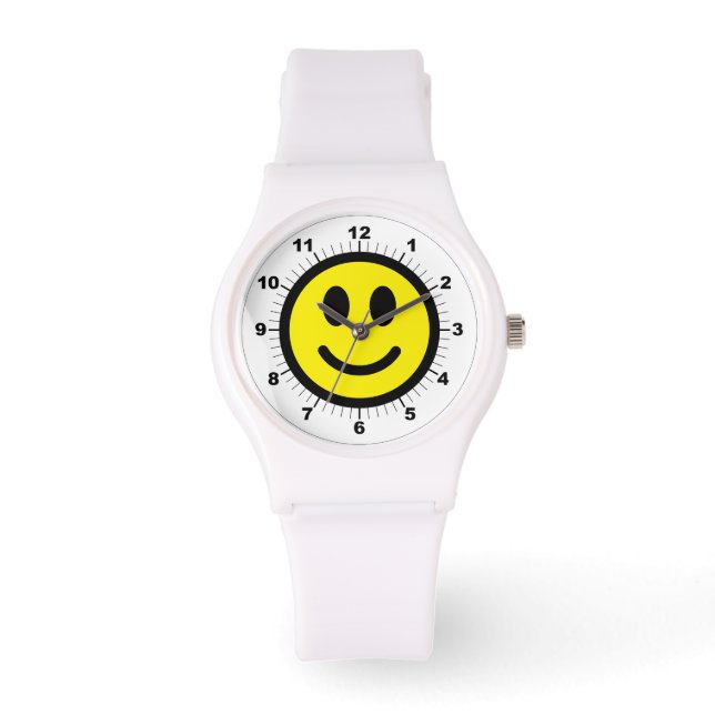 Frauen glücklich Gesicht Sporty White Silicon Watc Armbanduhr (Vorderseite)