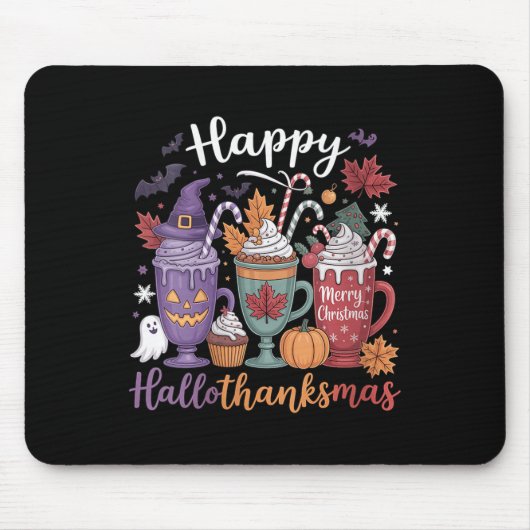 Frauen glücklich Hallothanksmas Kaffee Lover Hallo Mousepad (Vorne)
