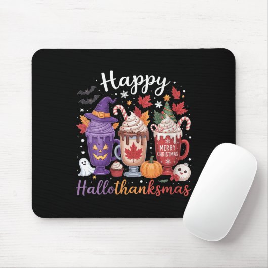 Frauen glücklich Hallothanksmas Kaffee Lover Hallo Mousepad (Mit Mouse)