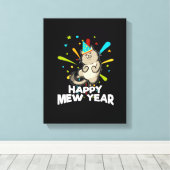 Frauen glücklich Mew Jahr 2023 Funny New Year Cat Leinwanddruck (Insitu (Holzboden))
