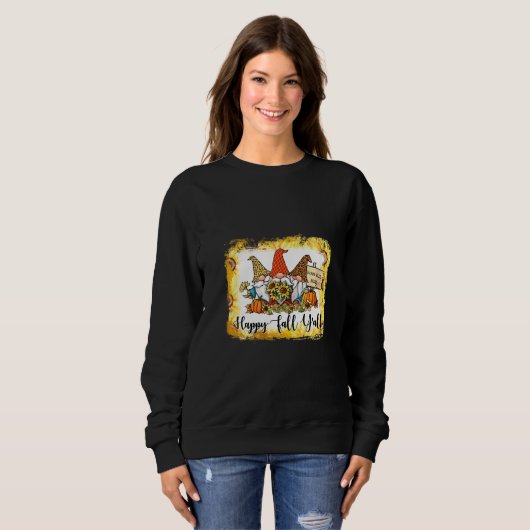 Frauen glücklicher Fall Y'all Leopard Pumpkin Gnom Sweatshirt (Vorne ganz)