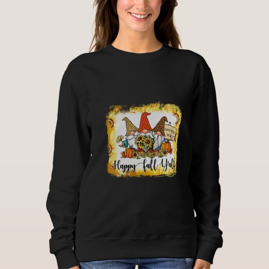 Frauen glücklicher Fall Y'all Leopard Pumpkin Gnom Sweatshirt (Vorderseite)