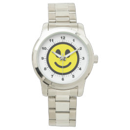 Frauen glückliches Gesicht Oversized Silver Bracel Armbanduhr