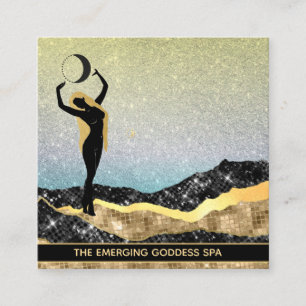 *~* Frauen Goddess Moon Rainbow Pastel Glitzer  Quadratische Visitenkarte