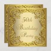 Frauen Gold 50. Geburtstagsparty Einladung (Vorne/Hinten)