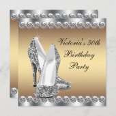 Frauen Gold 50. Geburtstagsparty Einladung (Vorne/Hinten)