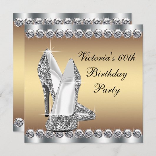 Frauen Gold Geburtstagsparty Einladung (Vorne/Hinten)