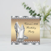 Frauen Gold Geburtstagsparty Einladung (Stehend Vorderseite)