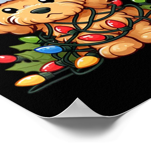 Frauen Goldendoodle Weihnachtsleuchten Dog Funny X Poster (Ecke)