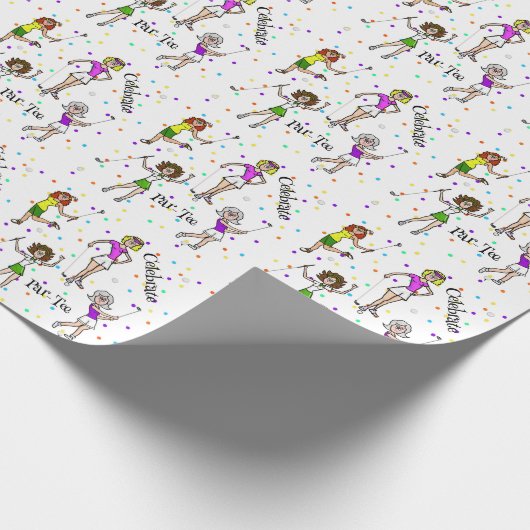 Frauen Golfer Celebrate Wrapping Paper Geschenkpapier (Ecke)