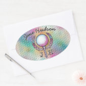 Frauen Golfer Custom Monogram Design Ovaler Aufkleber (Umschlag)