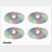 Frauen Golfer Custom Monogram Design Ovaler Aufkleber (Blatt)