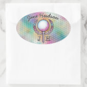 Frauen Golfer Custom Monogram Design Ovaler Aufkleber (Tasche)